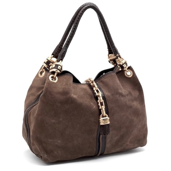 Jimmy Choo Brown Suede Hobo Bag Pristine OS - Picture 2 of 9